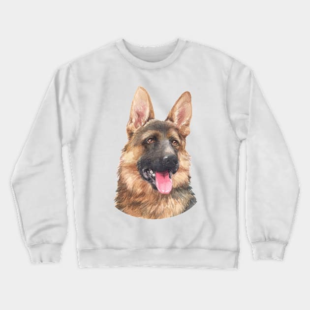 Pretty German Shepherd Watercolor Art Crewneck Sweatshirt by doglovershirts